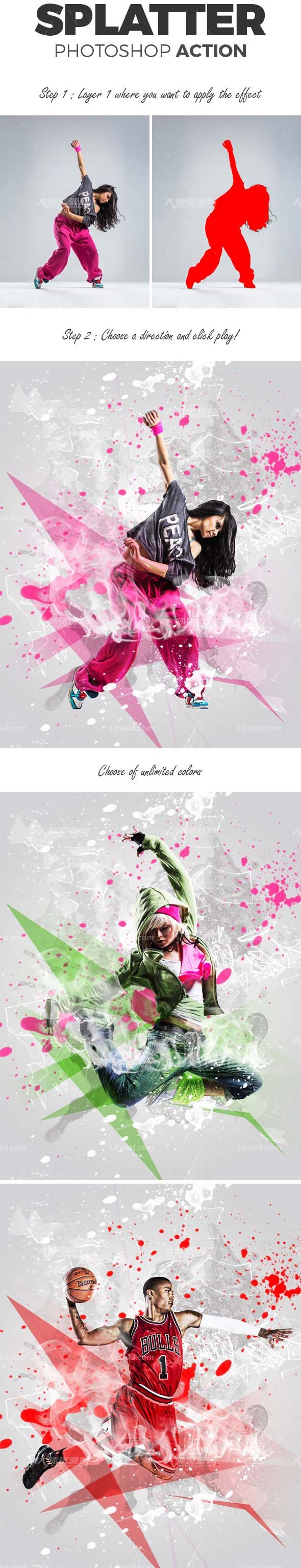 Splatter Photoshop Action,极品PS动作－飞溅艺术